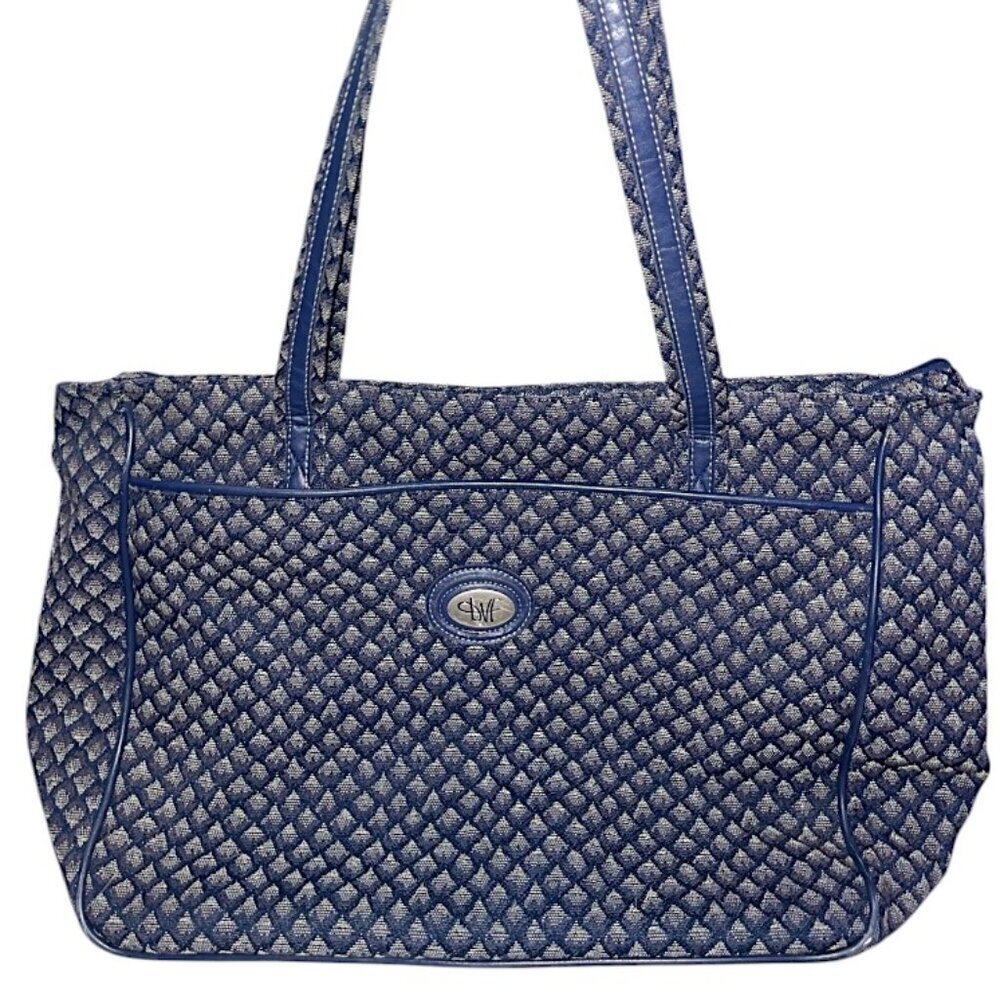 Diane Von Furstenberg Blue Diamond Pattern Travel Bag Tote